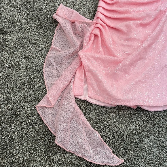 Pink Strapless Sequin Dress - Picture 3 of 6